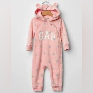 Baby Gap logo with hooded fleece romper